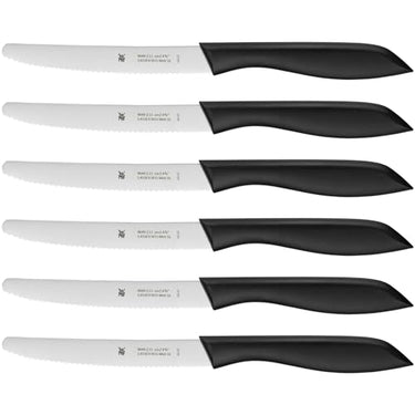 WMF Classic Line Frühstücksmesser Set 6-teilig, 23 cm, Brötchenmesser Wellenschliff, Brotzeitmesser, Spezialklingenstahl, Kunststoffgriff, schwarz im Sale